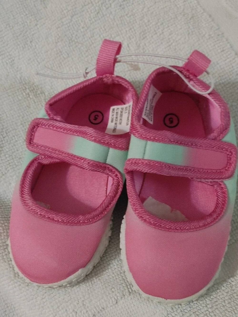 Baby Girls Pink Walker Shoes with Mint Accent